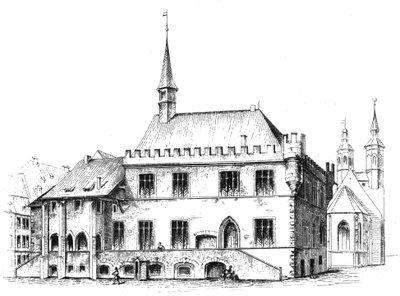 Vieille mairie à Göttingen, Sud de la Basse-Saxe, dessin de H. W. H. Mithoff 1869 - Hector Wilhelm Heinrich Mithoff